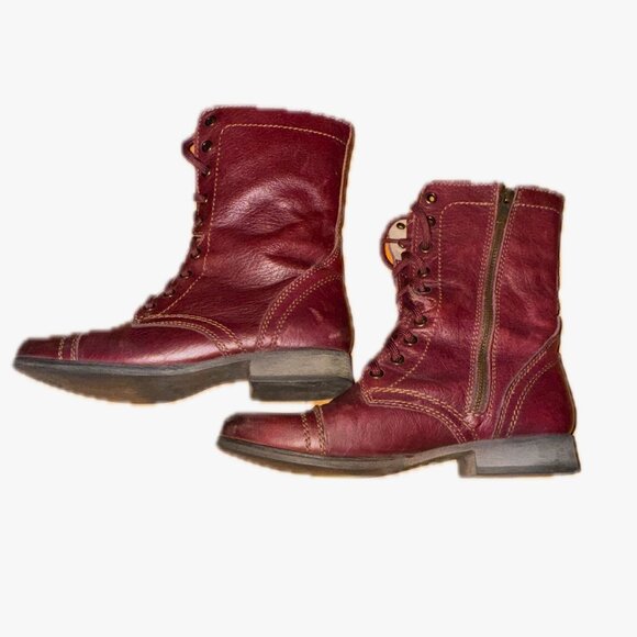 Steve Madden Leather Troopa Combat Boots - Burgundy/Wine Color Size 7 - Picture 8 of 11